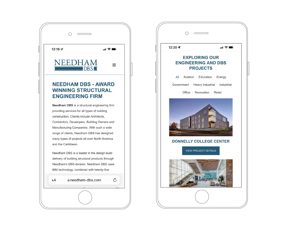 Needham DBS mobile website design by The Common Sense Creative
