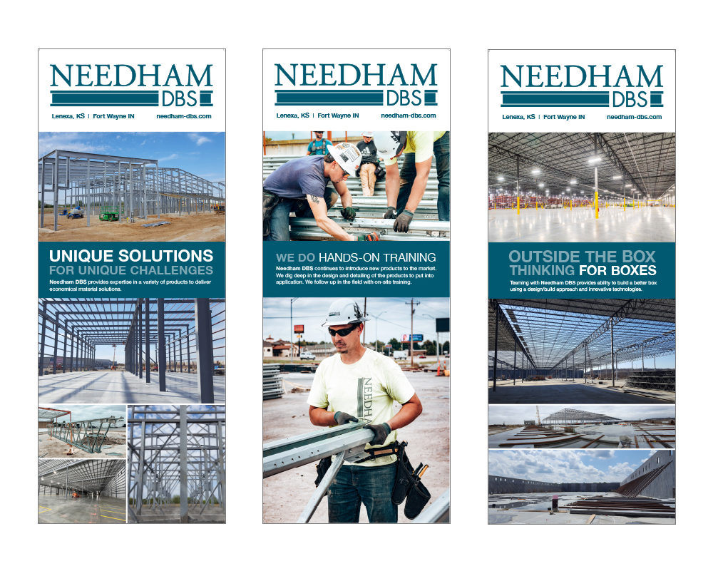Needham DBS trade show panel designs by The Common Sense Creative