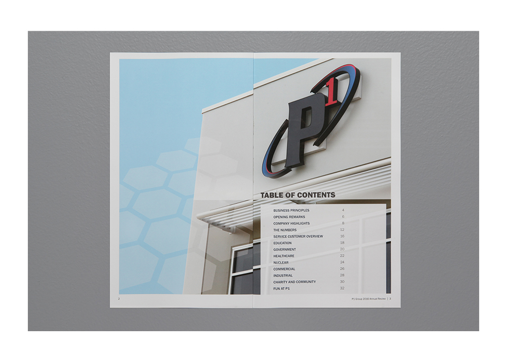 P1 Group Inc. annual report design by The Common Sense Creative