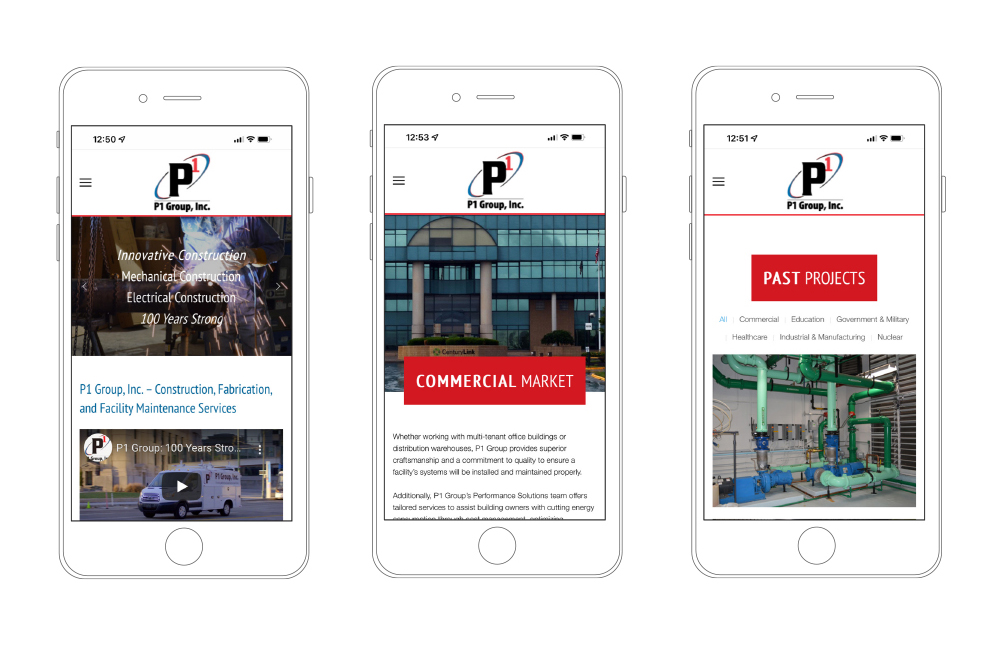 P1 Group Inc. mobile website design by The Common Sense Creative